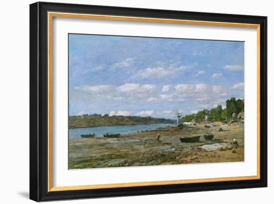 The Beach at Low Tide, 1879 (Oil on Canvas)-Eugene Louis Boudin-Framed Giclee Print