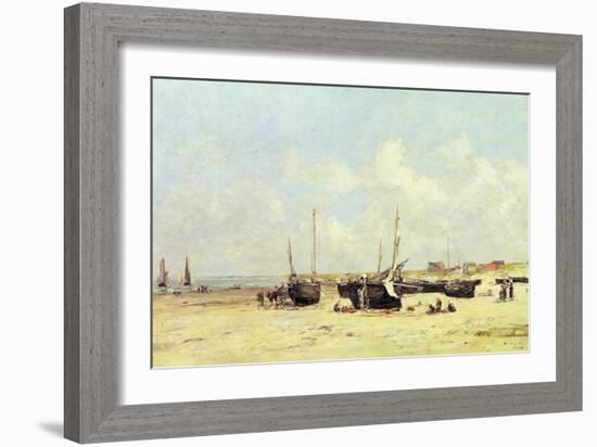 The Beach at Low Tide, Berck, 1890-97-Eugène Boudin-Framed Giclee Print