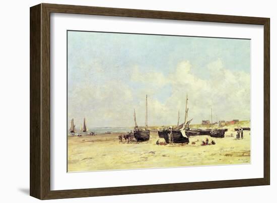 The Beach at Low Tide, Berck, 1890-97-Eugène Boudin-Framed Giclee Print