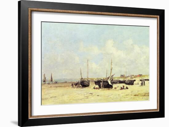 The Beach at Low Tide, Berck, 1890-97-Eugène Boudin-Framed Giclee Print