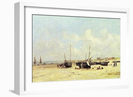 The Beach at Low Tide, Berck, 1890-97-Eugène Boudin-Framed Giclee Print