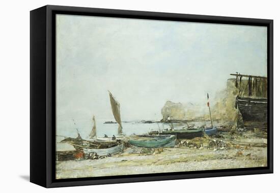 The Beach at Low-Tide in Mist-Eugene Louis Boudin-Framed Premier Image Canvas