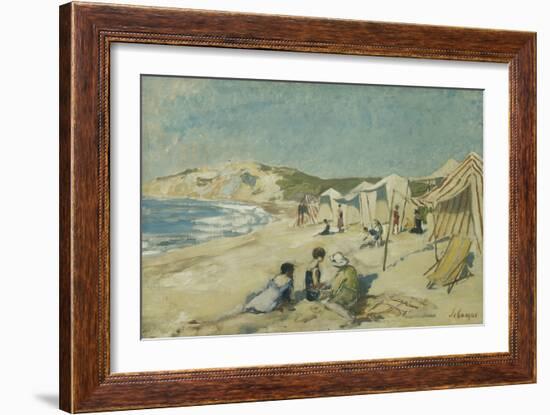 The Beach at Pointe St Gildas; La Plage a La Pointe St Gildas, C.1920-Henri Lebasque-Framed Giclee Print