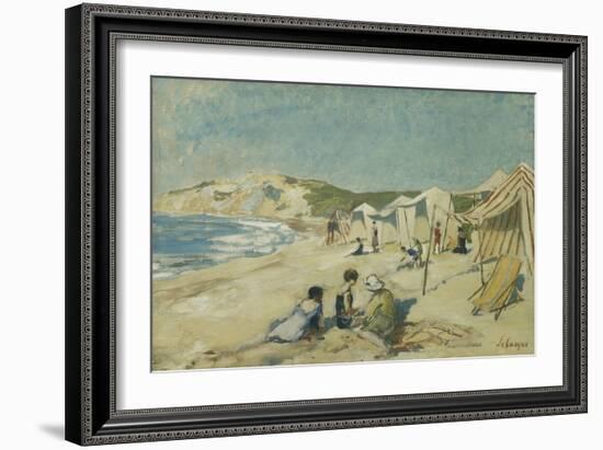 The Beach at Pointe St Gildas; La Plage a La Pointe St Gildas, C.1920-Henri Lebasque-Framed Giclee Print