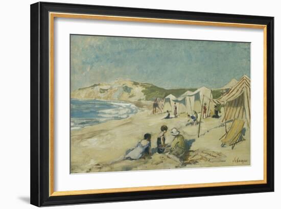 The Beach at Pointe St Gildas; La Plage a La Pointe St Gildas, C.1920-Henri Lebasque-Framed Giclee Print