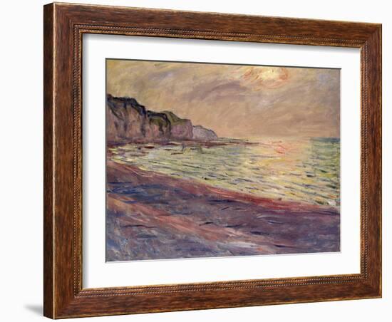 The Beach at Pourville, Setting Sun, 1882-Claude Monet-Framed Giclee Print