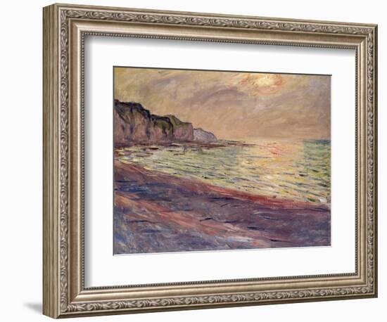 The Beach at Pourville, Setting Sun, 1882-Claude Monet-Framed Giclee Print