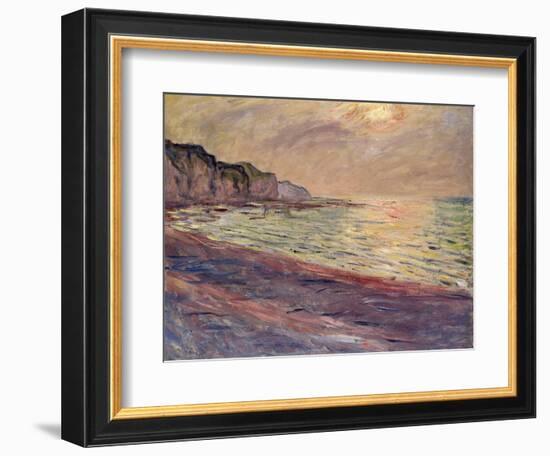 The Beach at Pourville, Setting Sun, 1882-Claude Monet-Framed Giclee Print