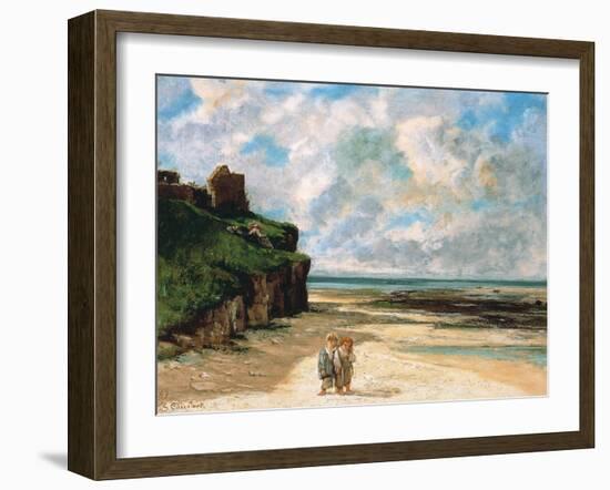 The Beach at Saint-Aubin-Sur-Mer-Gustave Courbet-Framed Giclee Print