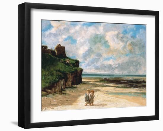 The Beach at Saint-Aubin-Sur-Mer-Gustave Courbet-Framed Giclee Print