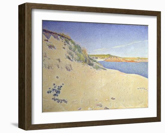 The Beach at Saint-Briac. Op. 212 (Sandy Seashor), 1890-Paul Signac-Framed Giclee Print