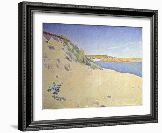 The Beach at Saint-Briac. Op. 212 (Sandy Seashor), 1890-Paul Signac-Framed Giclee Print