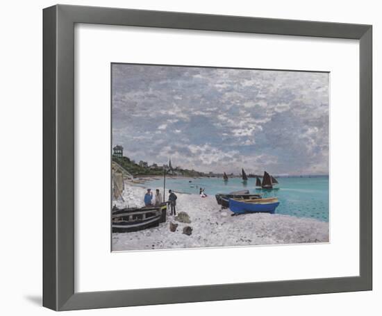 The Beach at Sainte-Adresse, 1867-Claude Monet-Framed Premium Giclee Print