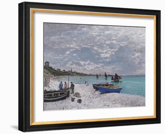 The Beach at Sainte-Adresse, 1867-Claude Monet-Framed Premium Giclee Print