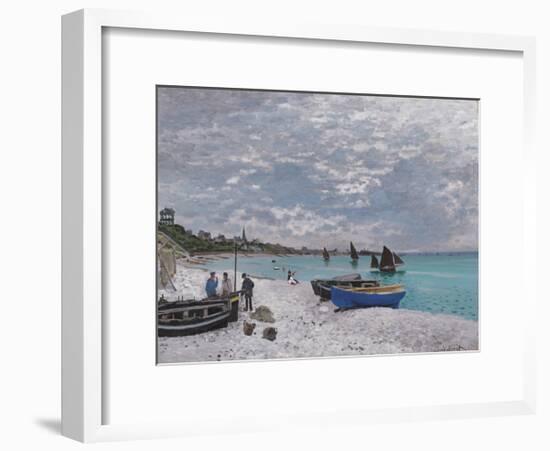 The Beach at Sainte-Adresse, 1867-Claude Monet-Framed Premium Giclee Print