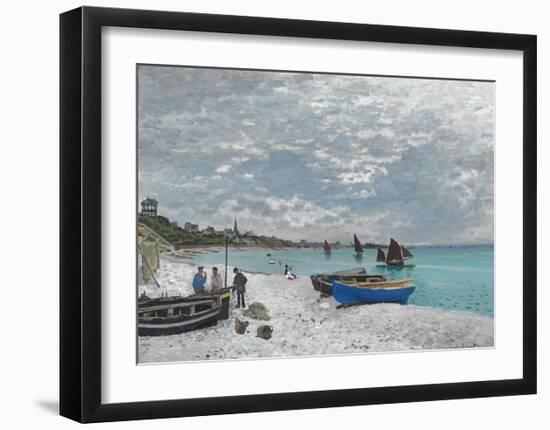 The Beach at Sainte-Adresse, 1867-Claude Monet-Framed Art Print