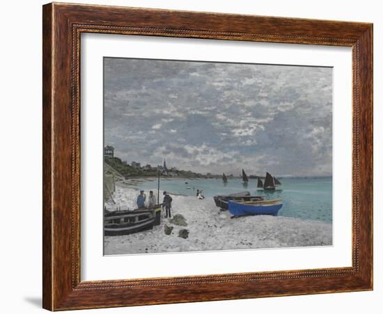 The Beach at Sainte-Adresse, 1867-Claude Monet-Framed Giclee Print