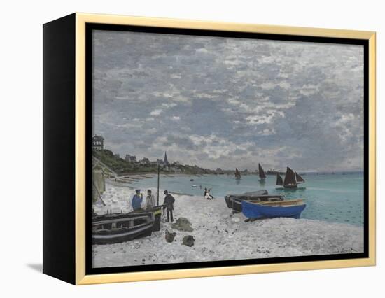 The Beach at Sainte-Adresse, 1867-Claude Monet-Framed Premier Image Canvas