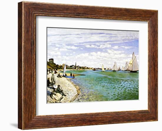 The Beach at Sainte Adresse-Claude Monet-Framed Giclee Print
