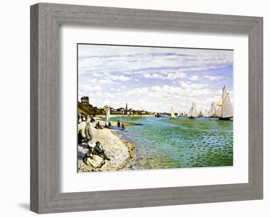 The Beach at Sainte Adresse-Claude Monet-Framed Giclee Print