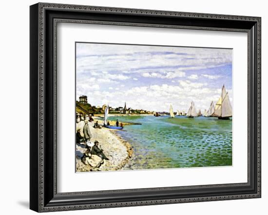 The Beach at Sainte Adresse-Claude Monet-Framed Giclee Print