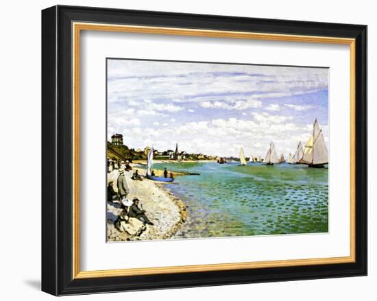 The Beach at Sainte Adresse-Claude Monet-Framed Giclee Print