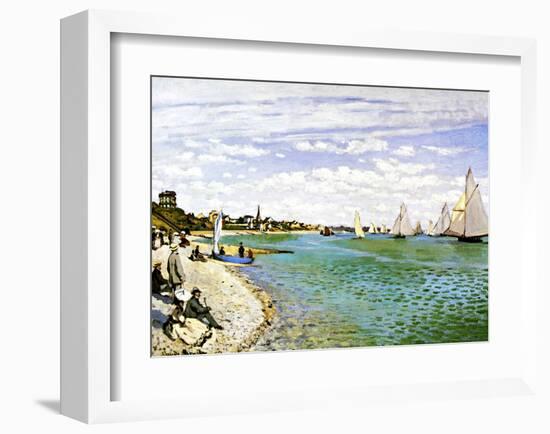 The Beach at Sainte Adresse-Claude Monet-Framed Giclee Print