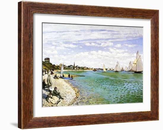 The Beach at Sainte Adresse-Claude Monet-Framed Giclee Print