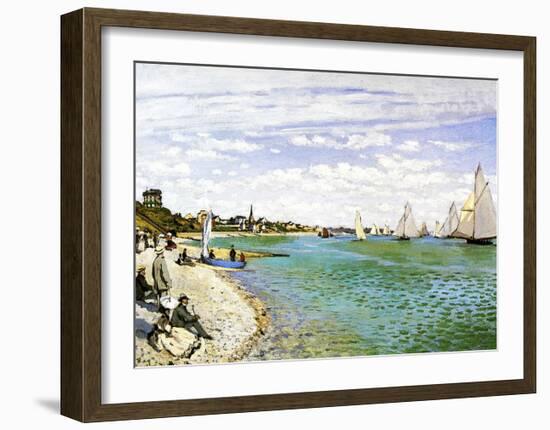 The Beach at Sainte Adresse-Claude Monet-Framed Giclee Print