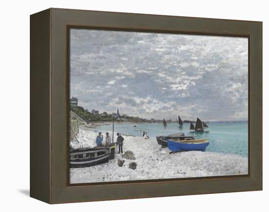 The Beach at Sainte-Adresse-Claude Monet-Framed Premier Image Canvas