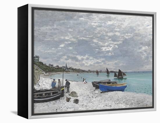 The Beach at Sainte-Adresse-Claude Monet-Framed Premier Image Canvas