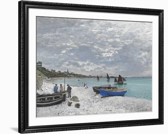 The Beach at Sainte-Adresse-Claude Monet-Framed Premium Giclee Print