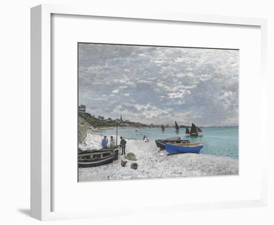 The Beach at Sainte-Adresse-Claude Monet-Framed Giclee Print