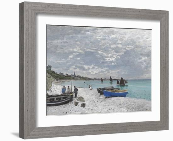 The Beach at Sainte-Adresse-Claude Monet-Framed Giclee Print