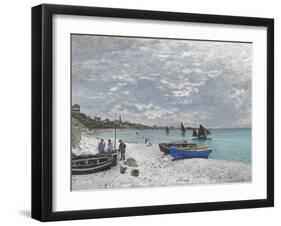 The Beach at Sainte-Adresse-Claude Monet-Framed Giclee Print