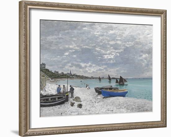 The Beach at Sainte-Adresse-Claude Monet-Framed Giclee Print