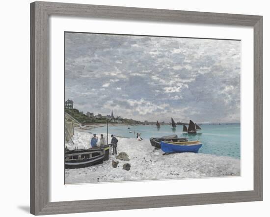 The Beach at Sainte-Adresse-Claude Monet-Framed Giclee Print