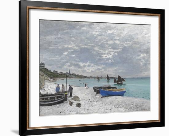 The Beach at Sainte-Adresse-Claude Monet-Framed Giclee Print