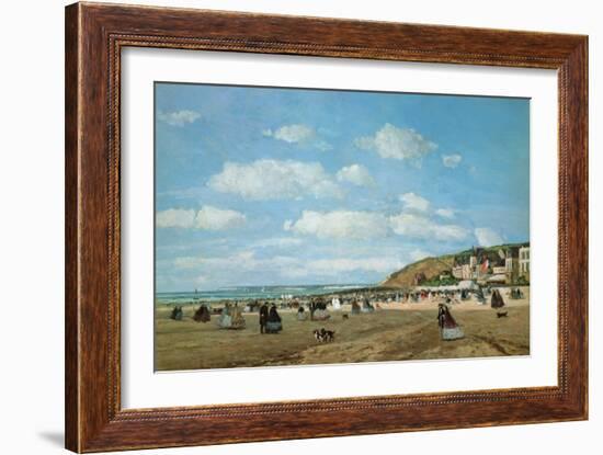 The Beach at Trouville, 1863 (Oil on Canvas)-Eugene Louis Boudin-Framed Giclee Print