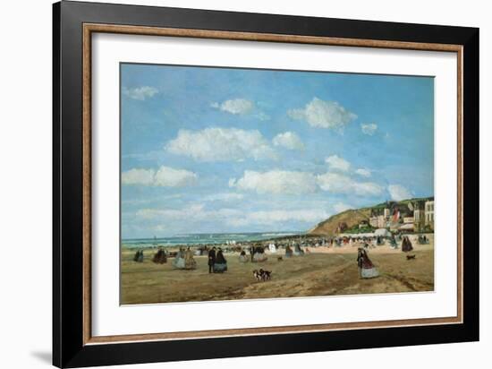 The Beach at Trouville, 1863 (Oil on Canvas)-Eugene Louis Boudin-Framed Giclee Print