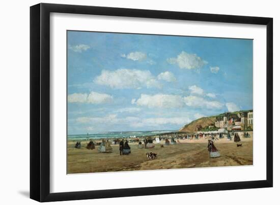 The Beach at Trouville, 1863 (Oil on Canvas)-Eugene Louis Boudin-Framed Giclee Print