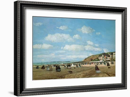The Beach at Trouville, 1863 (Oil on Canvas)-Eugene Louis Boudin-Framed Giclee Print