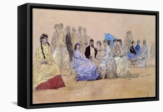 The Beach at Trouville, 1866 (Pencil and W/C on Paper)-Eugene Louis Boudin-Framed Premier Image Canvas