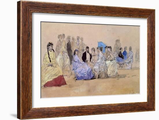 The Beach at Trouville, 1866 (Pencil and W/C on Paper)-Eugene Louis Boudin-Framed Giclee Print