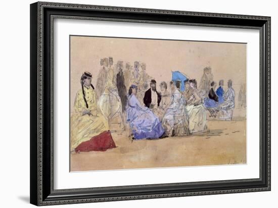 The Beach at Trouville, 1866 (Pencil and W/C on Paper)-Eugene Louis Boudin-Framed Giclee Print