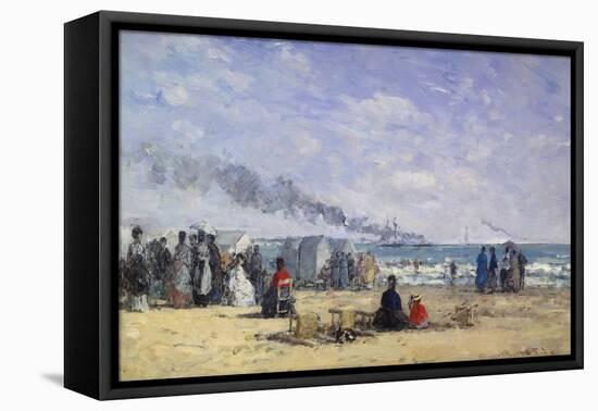 The Beach at Trouville at Bathing Time; La Plage De Trouville a L'Heure Du Bain, 1868-Eug?ne Boudin-Framed Premier Image Canvas