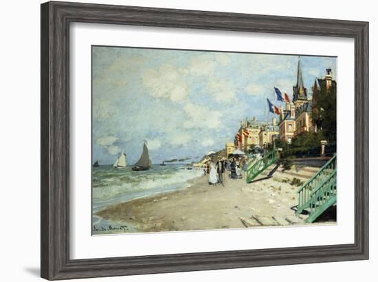 The Beach at Trouville; La Plage a Trouville, 1870-Claude Monet-Framed Giclee Print