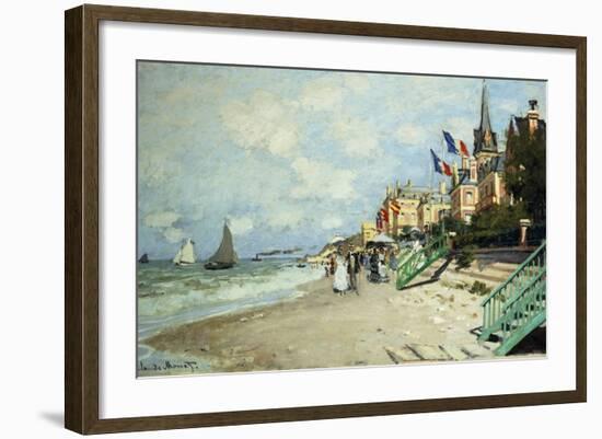 The Beach at Trouville; La Plage a Trouville, 1870-Claude Monet-Framed Giclee Print