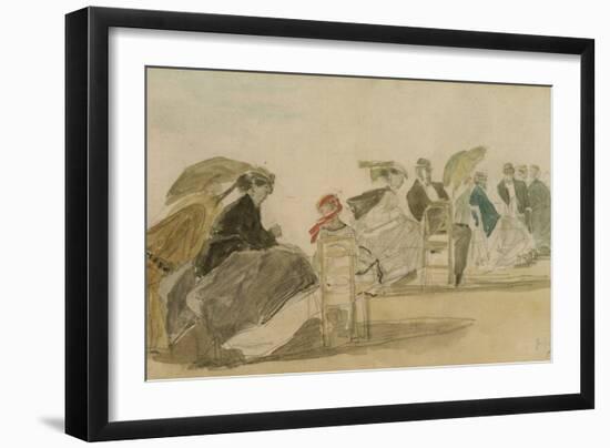 The Beach at Trouville (W/C & Pencil on Paper)-Eugene Louis Boudin-Framed Giclee Print