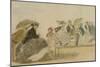 The Beach at Trouville (W/C & Pencil on Paper)-Eugene Louis Boudin-Mounted Giclee Print